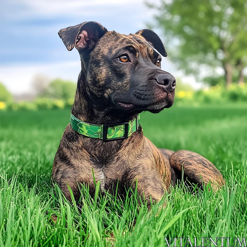 Portrait of a Dog in a Grass Field