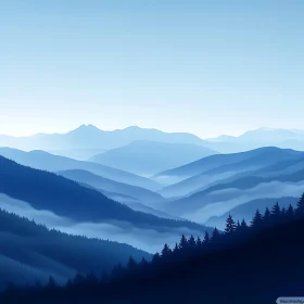 Misty Blue Mountain Layers