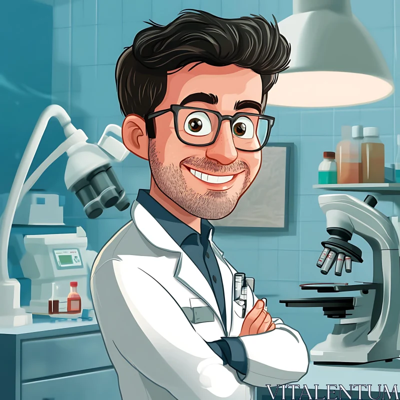 Smiling Scientist Cartoon Character