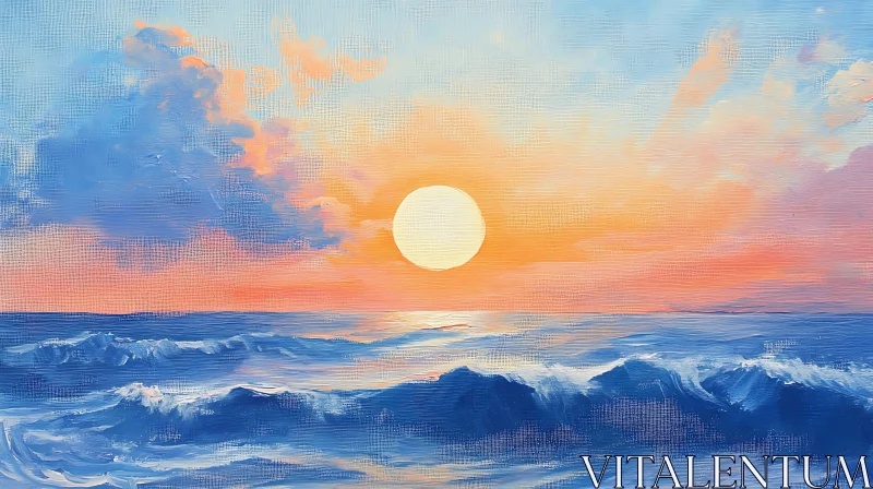 Pastel Seascape with Gentle Waves