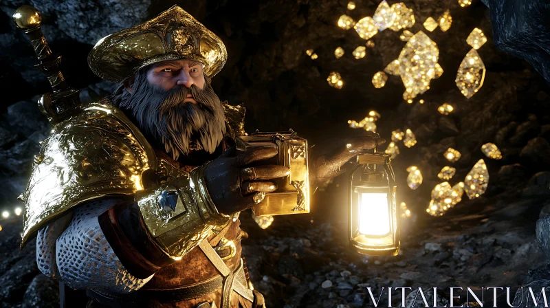 Dwarf with Lantern in Gemstone Cave