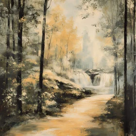 Tranquil Waterfall in Forest