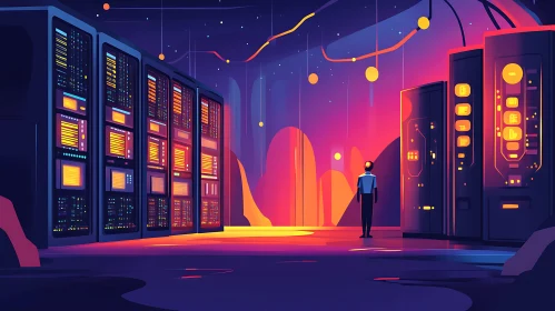 Neon Lit Data Servers