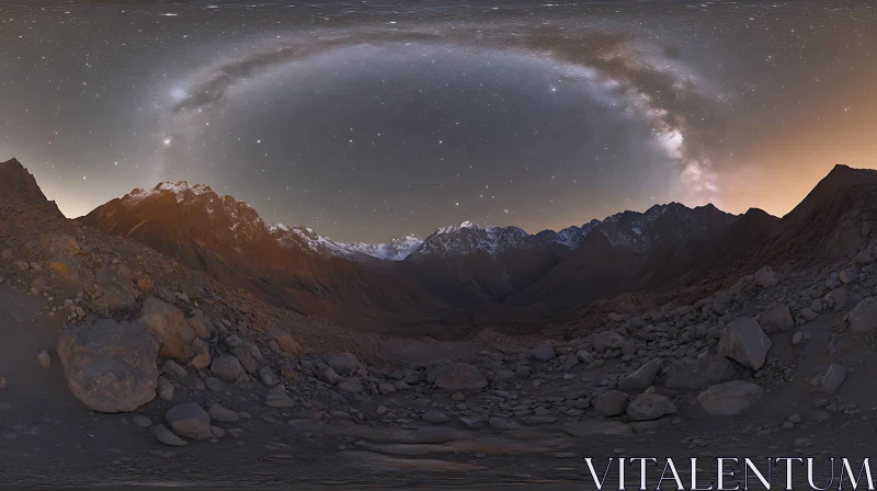 Mountain Range Under Starry Sky