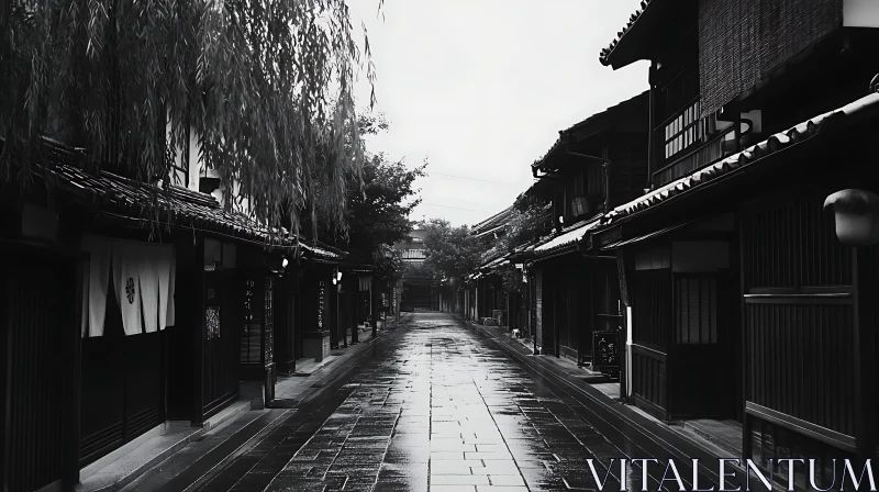 Monochrome View of a Serene Japanese Street