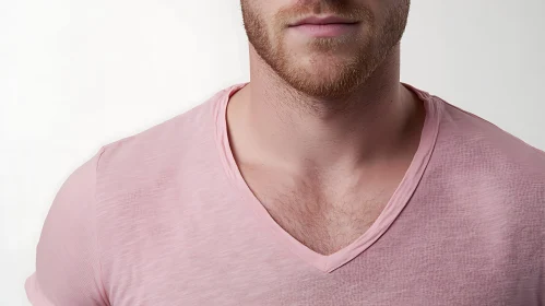 Close-Up of Man Wearing Pink Shirt