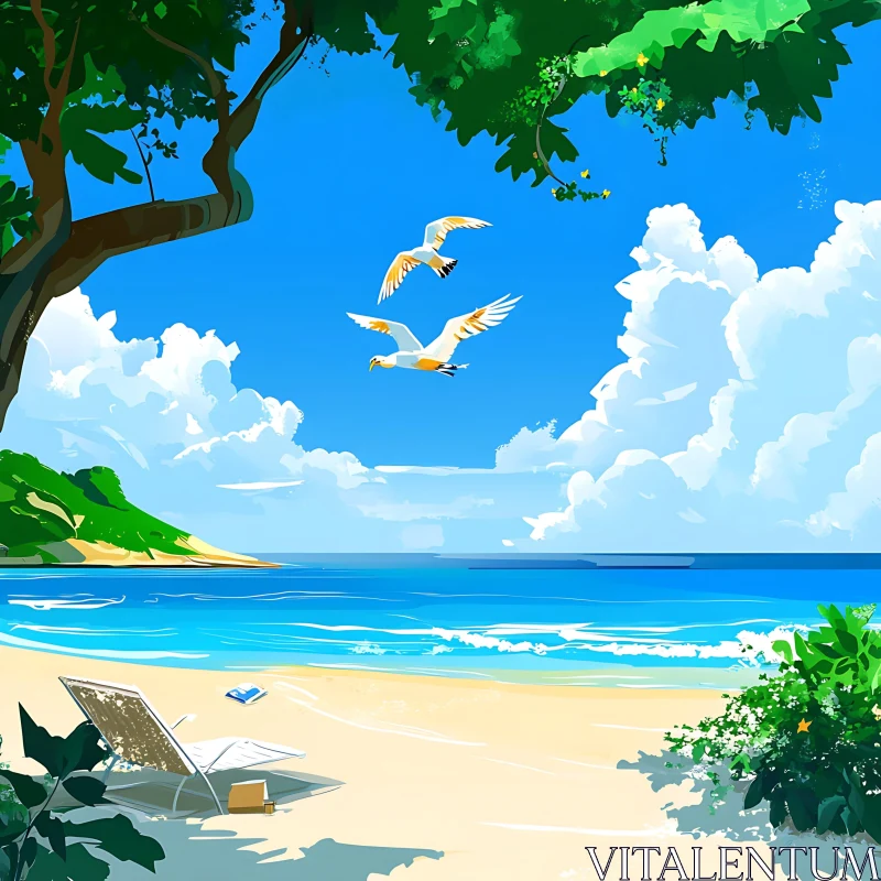 Seagulls Flying Over the Sea
