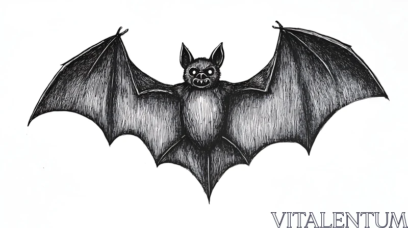 Monochrome Bat Illustration