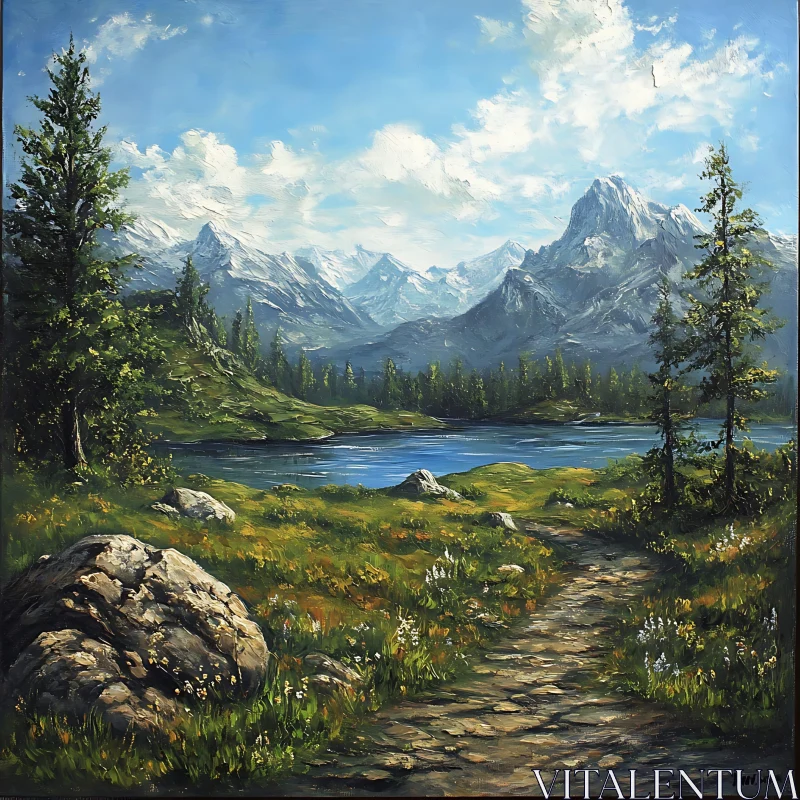 Picturesque Mountain Landscape with Lake