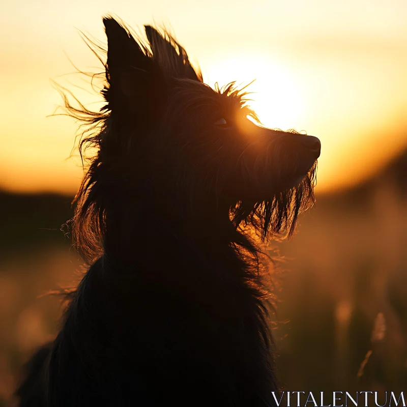 Serene Sunset with Dog Silhouette