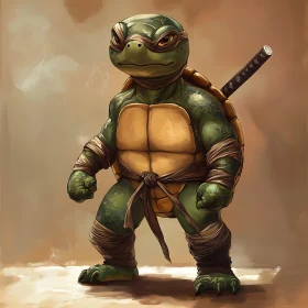 Cartoon Ninja Turtle with Katana