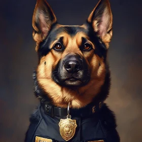 German Shepherd in Police Uniform