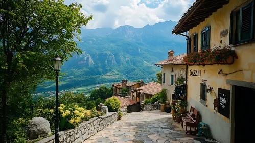 Picturesque Village Scene in the Italian Alps