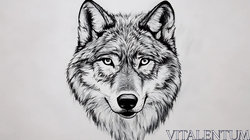 Artistic Wolf Face Drawing AI Image