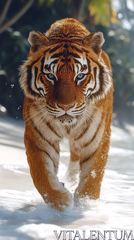 Tiger Walking on the Beach