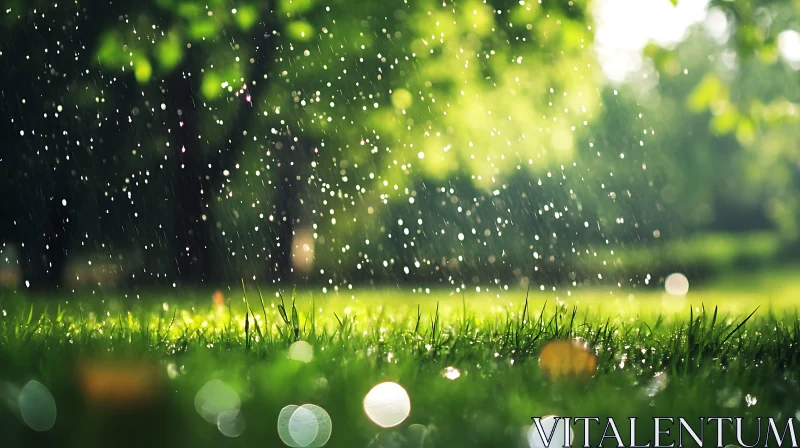 Rainy Day in the Green Field