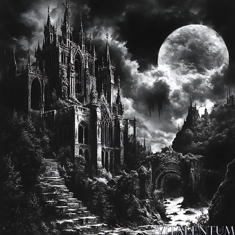 Moonlit Gothic Castle