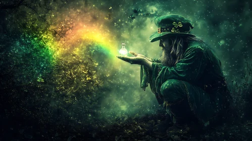 Enchanted Forest Guardian with Magical Light