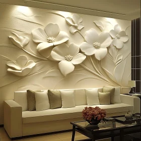 Modern Living Room Decor with 3D Floral Design
