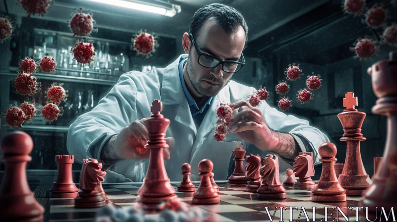 Scientist Playing Chess With Virus