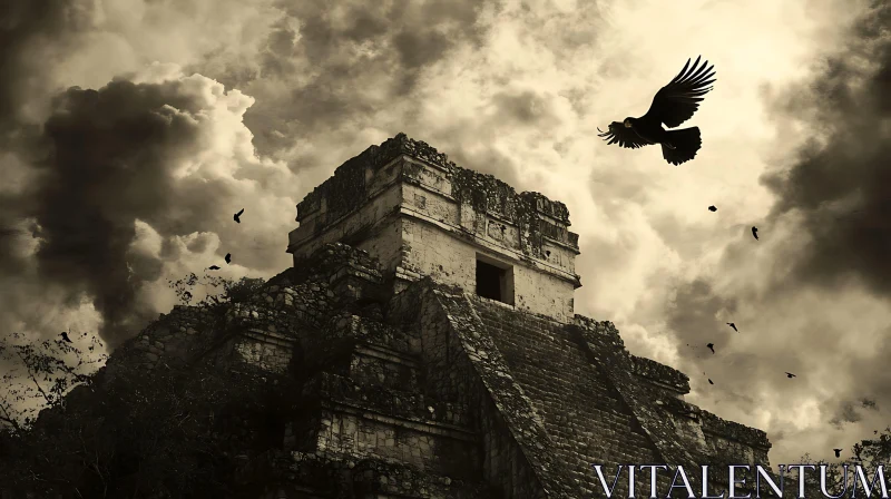 Sepia Pyramid and Soaring Eagle