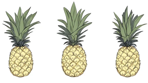 Tropical Fruit Trio: Pineapple Still Life