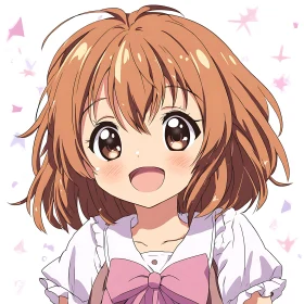 Smiling Anime Girl with Pastel Background