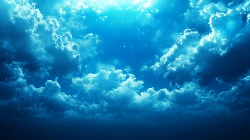 Heavenly Blue Sky with Clouds