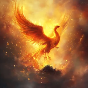 Fiery Phoenix Rebirth Illustration