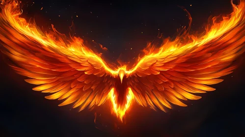 Fiery Phoenix Rising From The Dark