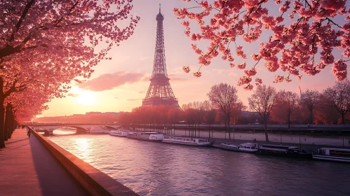 Paris in Springtime: Eiffel Tower at Sunset