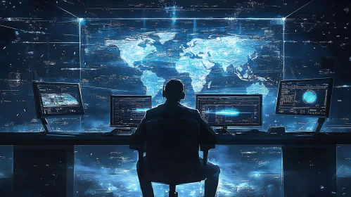Data Analyst in a Futuristic Control Room