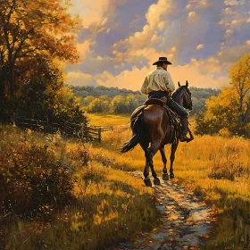 Autumn Ride: Cowboy on Horseback