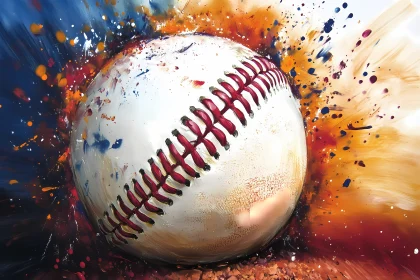 Dynamic Abstract Baseball Art with Vibrant Colors  AI Generated Image