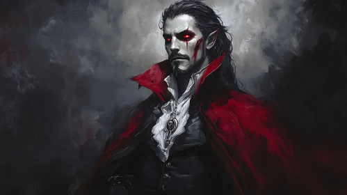 Gothic Vampire with Crimson Cape
