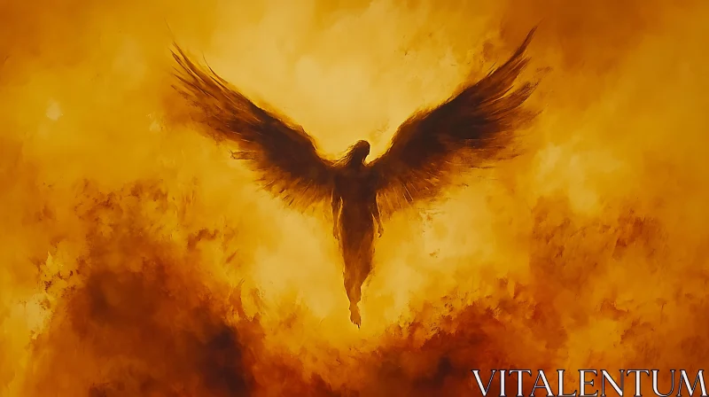 Golden Angel Descending AI Image