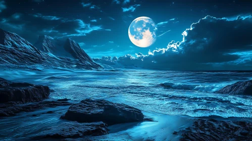 Night Sea Moon View