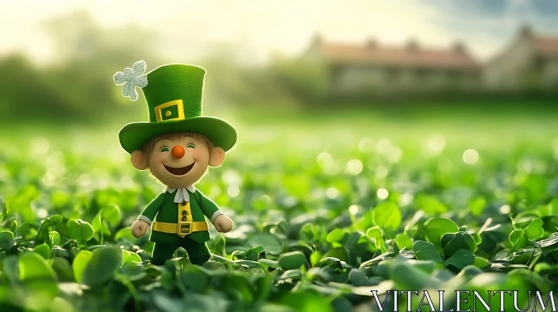 Lucky Leprechaun Portrait in Green Meadow