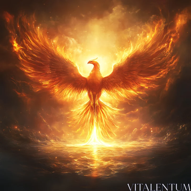 Majestic Phoenix in Flames AI Image