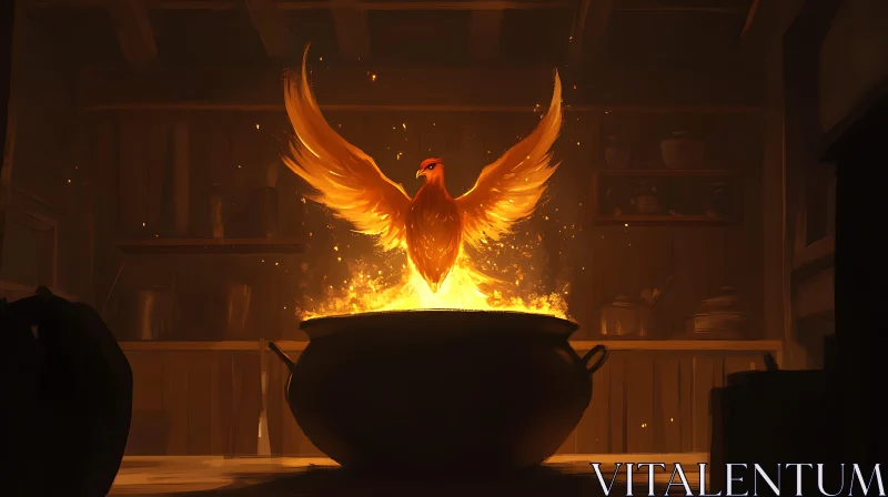 Mythical Phoenix Emerges from the Flames