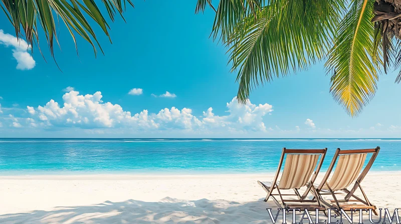 Seaside Relaxation: Palm Trees and Beach Chairs