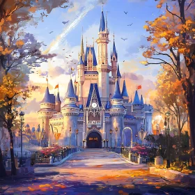 Majestic Castle with Autumnal Trees