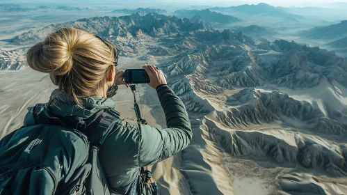 Woman Photographing Mountainous Landscape