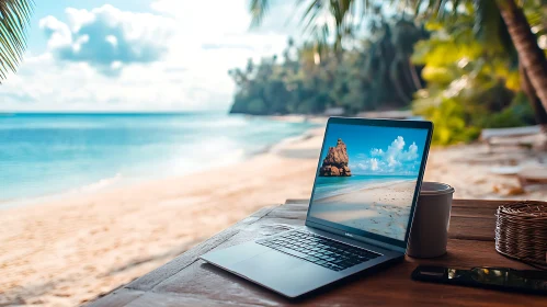 Work From Paradise: Beachside Laptop View