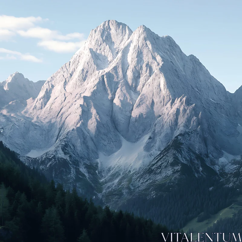 Serene Mountain and Forest View AI Image