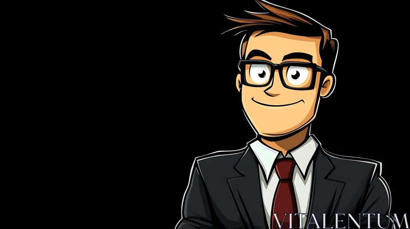 Smiling Businessman Cartoon Character AI Image