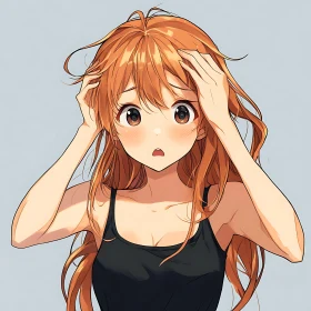 Shocked Anime Girl Holding Head