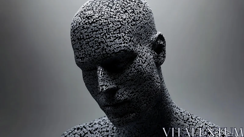 AI ART Monochrome Typographic Portrait