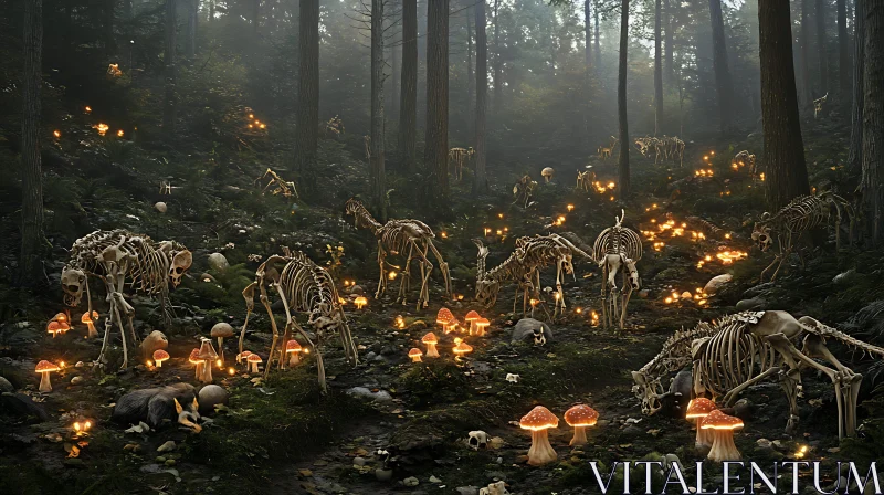 AI ART Spectral Forest of Animal Skeletons