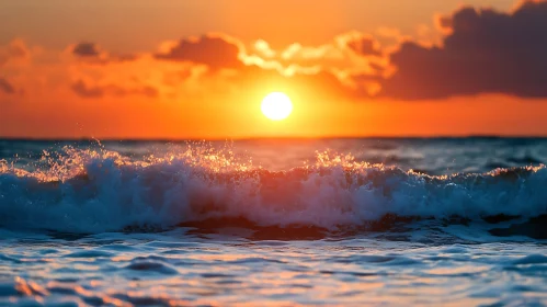 Tranquil Ocean Sunset Waves Scene